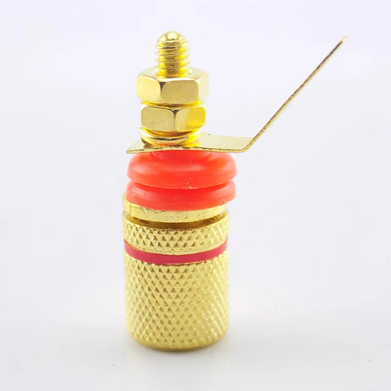 قابس موزي عزل الصوت محطات مكافحة تأثير المتكلم الموز مقبس متفرع 1 زوج أسود + أحمر مطلية بالذهب L1