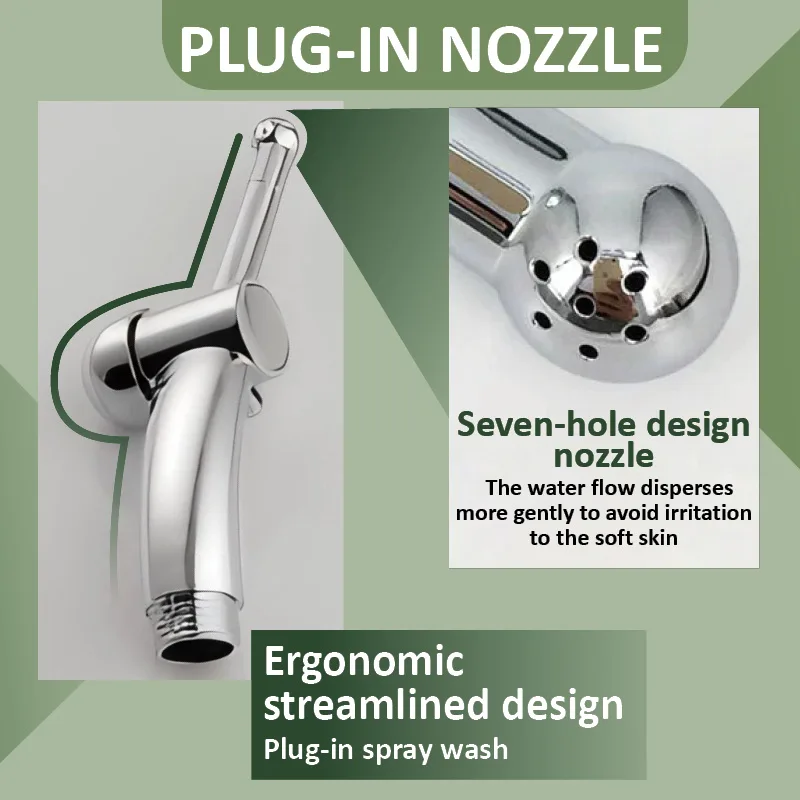 Plug In Bidet Sprayer Set Shiny Chrome Hang Sprayer 3Functions Water Flow with Outlet SUS304 Hose