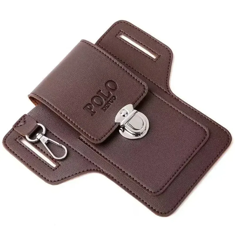 2024 Fashion New Men\'s Belt Leather Case Vertical Multifunctional Portable Phone Waistpack Card Bag Can Be Keyed Pu Leather Gift