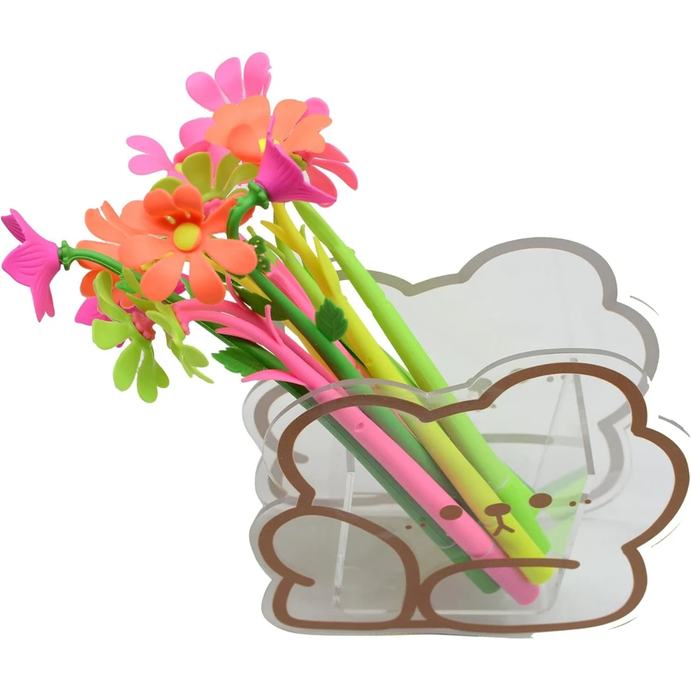 

Набор из 15 гелевых ручек с черными чернилами, случайного ассортимента, в форме цветка, из силикона и пластика, с гладким письмом и красивым декором, идеально подходят для офиса или школы, а также отличный подарок для любителей садоводства.