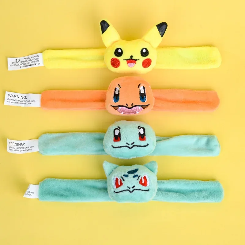 

Anime Pokémon Pat Circle Plush Bracelet Pika-chu Bulbasaure Wrist Guards Boys Girls Cartoon Accessories Kids Toys Birthday Gifts