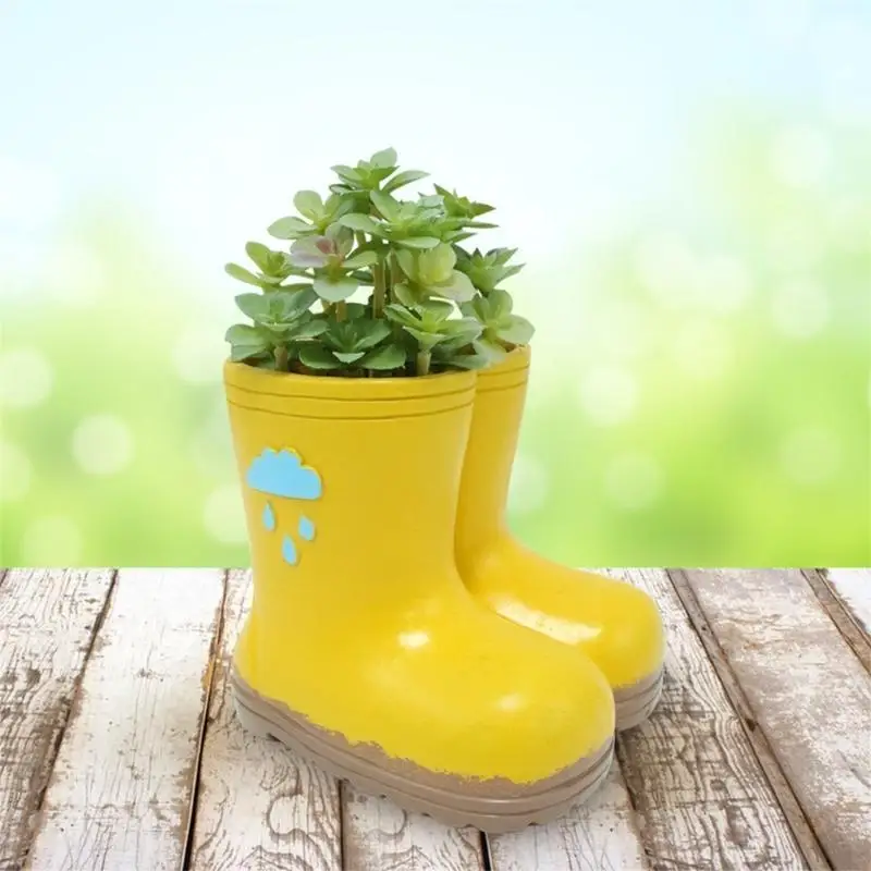 Creative Rain Boot Pot for Indoor Desk Decors Lovely Boot Cartoon Planter C5AD