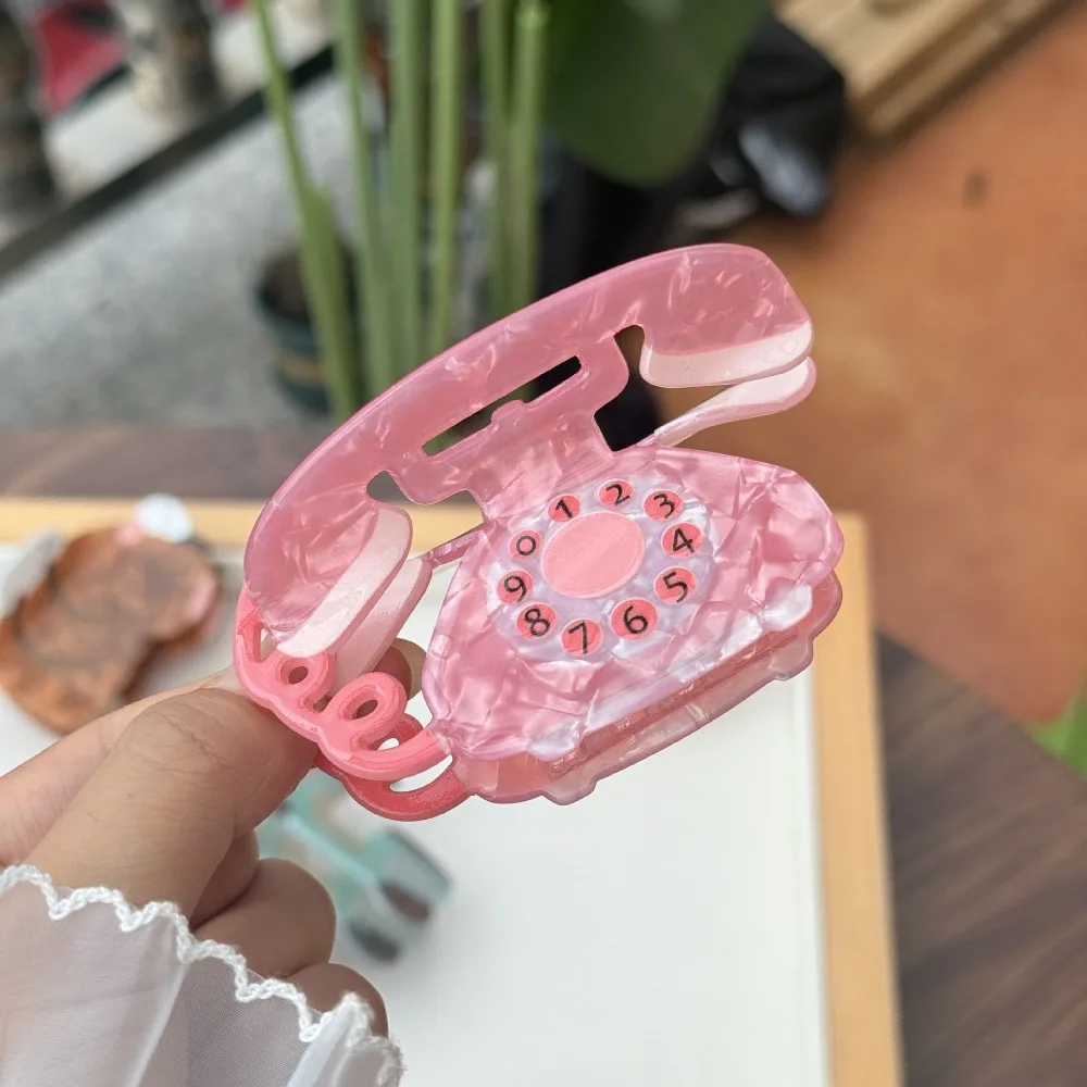 

Acrylic Creative Hair Claw Lovely Little Tram Cartoon Animal Shark Clip Hair Accessories Telephone Shape Cute Hair Claw Daily