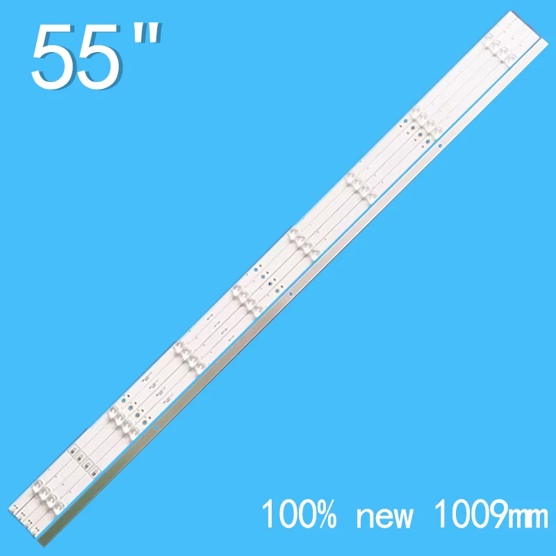 แถบไฟด้านหลัง LED 8LED แว่นกันแดดทรงสี่เหลี่ยม1009มม. สำหรับทีวี Hisense 55นิ้ว55R6040E LB55143 1198291 HE5591L 7Y37 50019 5ชิ้น