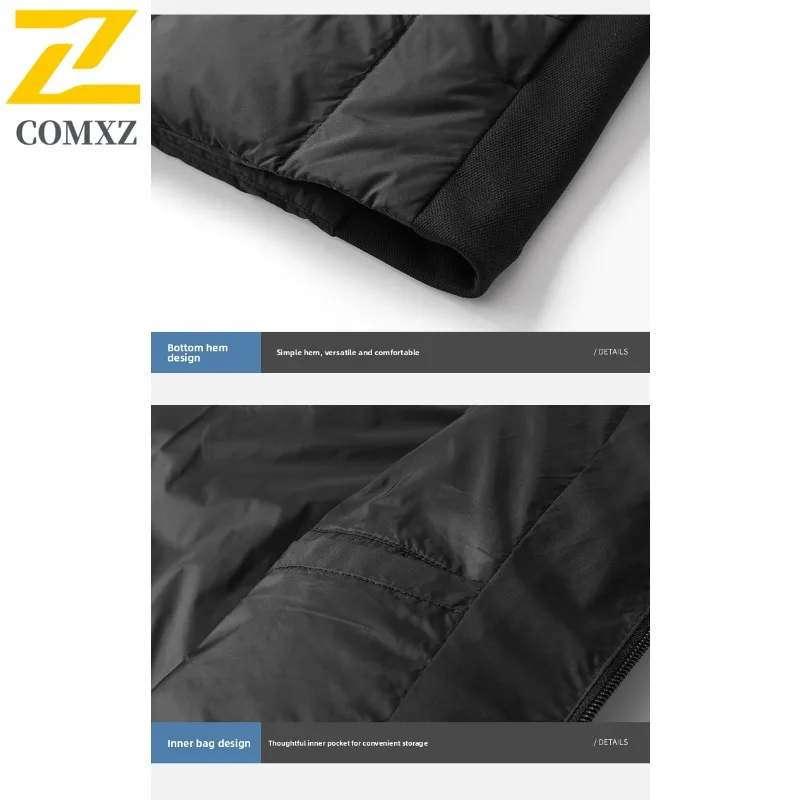 COMXZ 2025 Men Winter Stand Collar Puffer Jacket American Style GrapheneThickened Waterproof Windproof Casual Outdoor Sport Coat
