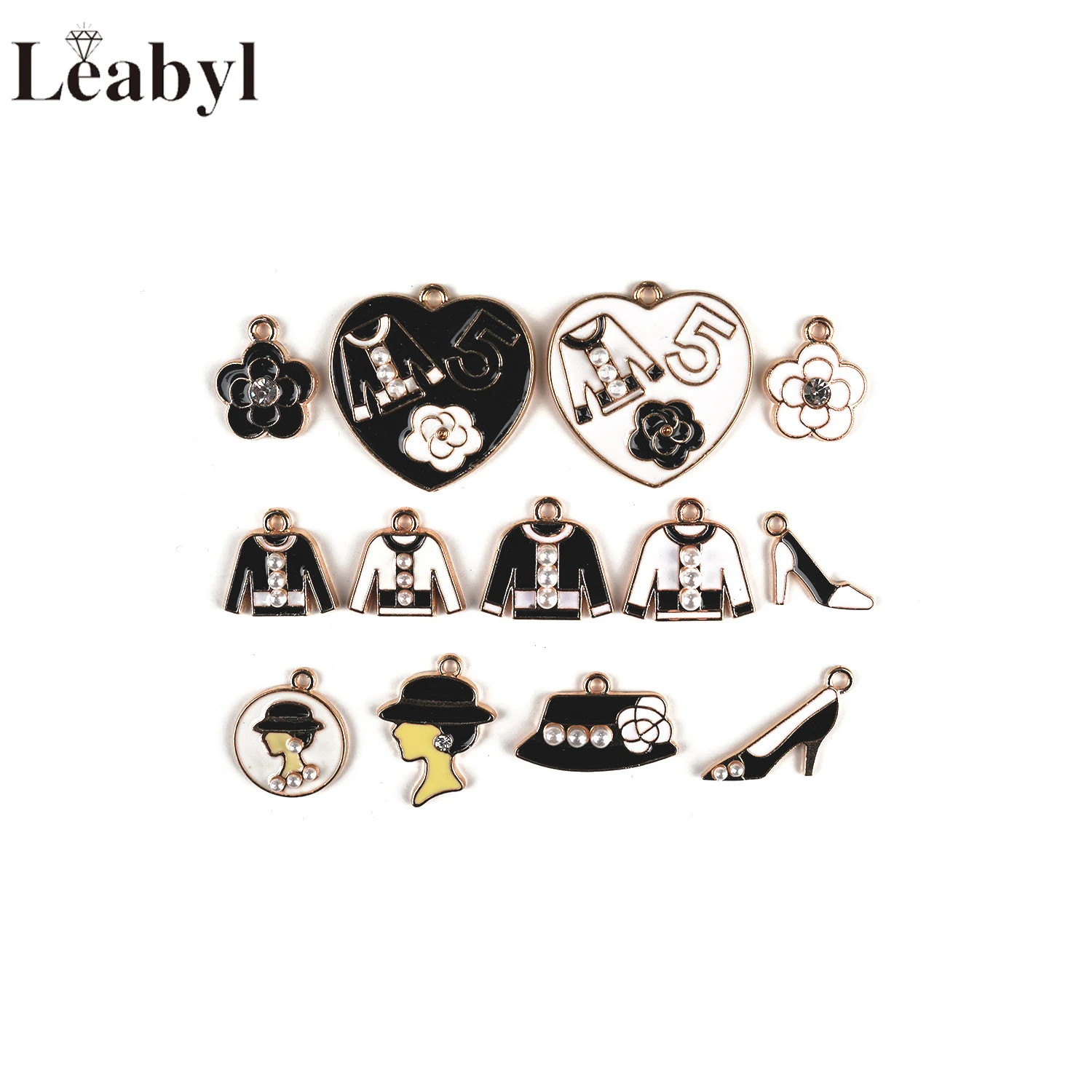 

Heart Xiaoxiangfeng Clothes Hats High Heels Enamel Charms Pendants for DIY Bracelet Keychain Necklace Jewelry Making 10 Pcs Mix