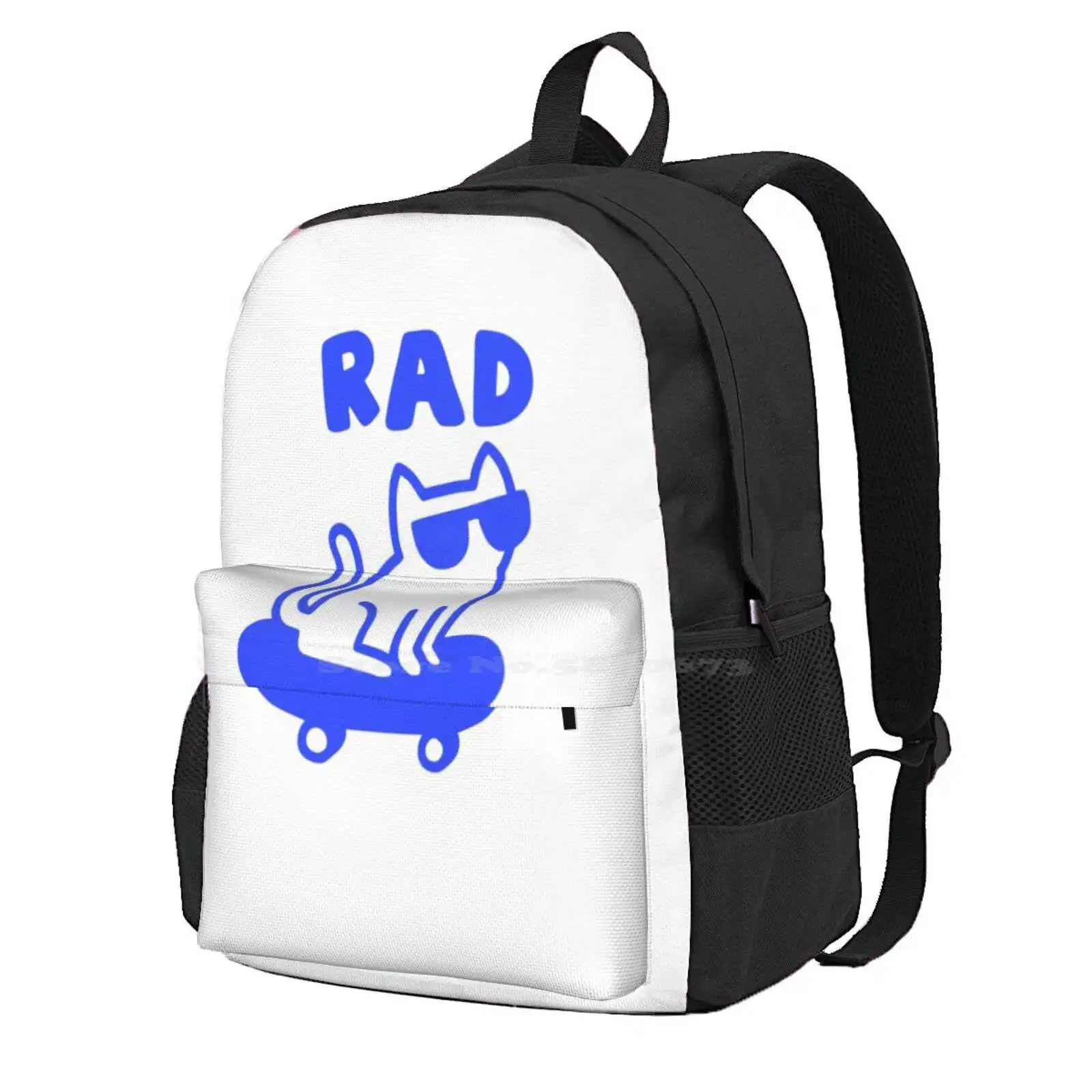 Rad Cat Hot Sale Schoolbag Backpack Fashion Bags Cats Cute Radical Sunglasses Skateboards Skater Kittens Animals Cool Punk Blue