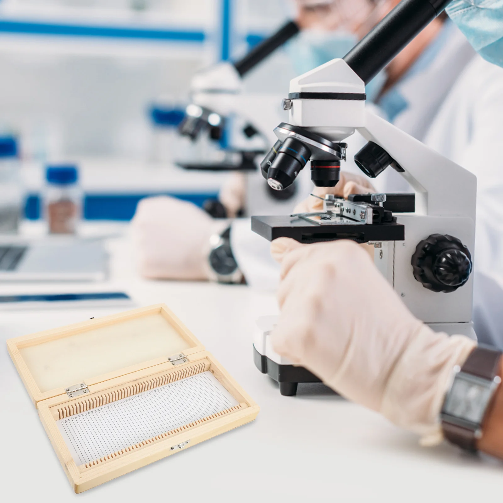 Wood Microscope Slide Storage Box Microscope Slide Holder Multi Slots Storage Container Labs Microscope