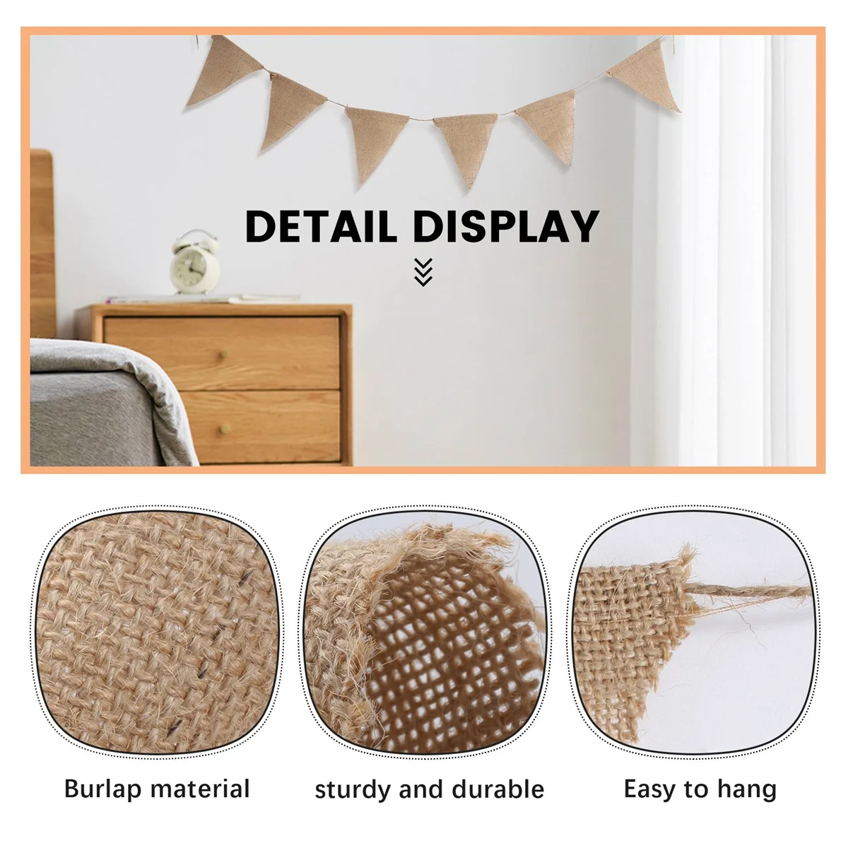 X11AA 3.7M Rustic Jute Hessian Burlap Lace Bunting Shabby Chic Wedding Banner