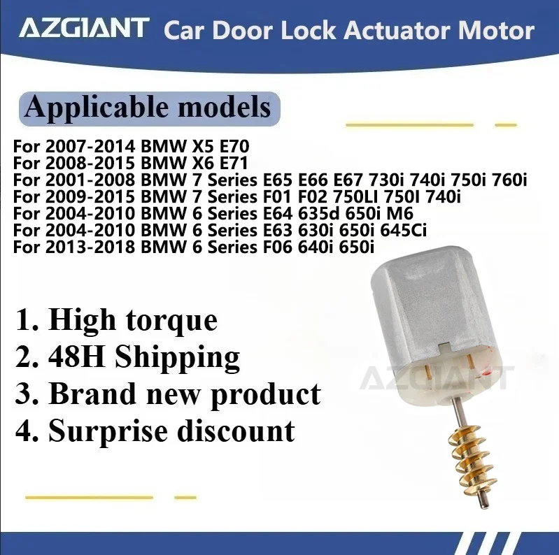 

AZGIANT Car door lock actuator motor for BMW X5 E70/X6 E71/7 Series E65 E66 F01 F02/6 Series E64 635d Direct Current Motor carro