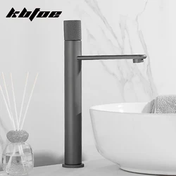 Modern Bathroom Brass Sink Faucet Single Handle Wash Basin Hot and Cold Water Mixer Tap Toilet Deck Mounted Tall Cylinder Faucet