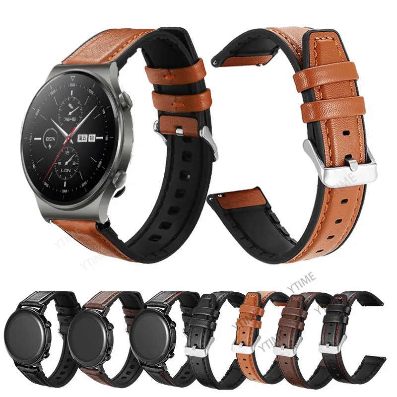 22mm Silicone Leather Bracelet For Huawei Watch GT 4 46mm Strap For Huawei GT 3 GT 5/Watch 3 Pro/GT Runner/GT 2 Pro Watchband