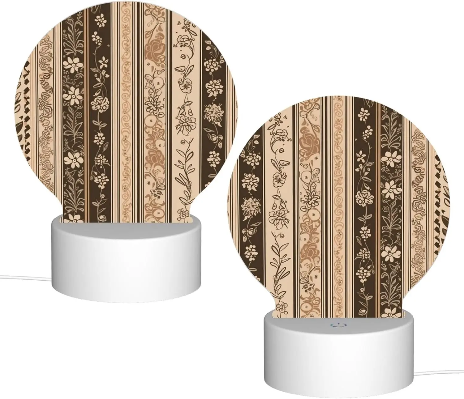 Acrylic Night Light Brown Floral Pattern LED Night Lamp Modern Acrylic Nightlight for Bathroom Bedroom Restaurant Bar Decor
