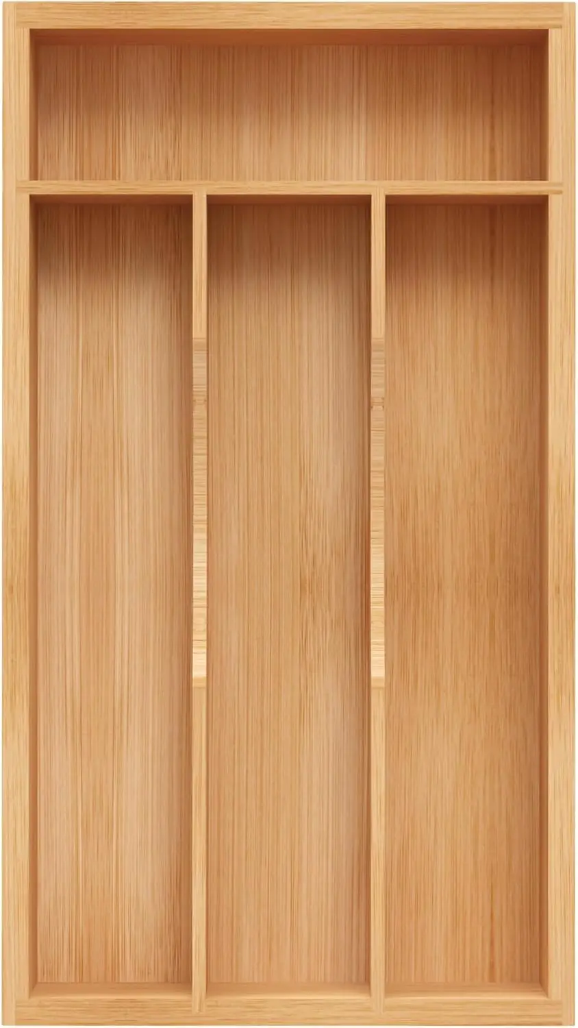 

Bamboo Drawer Organizer, Silverware Cutlery Tray with Grooved Dividers, 6.7"W x 12"D