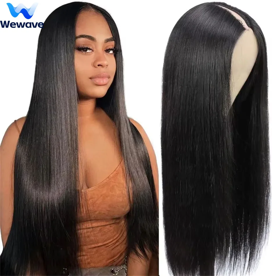wewaveストレート人毛ウィッグ-v字型ウィッグ-人毛1bブラックウィッグ-36インチ-ブラジル産ウィッグ-オリジナルナチュラルカラー-フラッシュセール