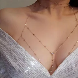 Accesorios de boda de playa Sexy con borla de circón brillante para mujer, sujetador cruzado, Bikini, cadena de cuerpo ahuecado, cadena de pecho fina para niña