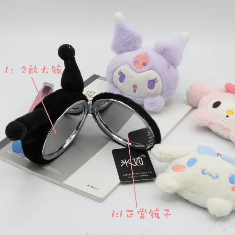 Cartoon Kuromi Double Sided Folding Mirror Hello Kitty Cinnamoroll Pochacco My Melody 3D Doll Mirror Good Friend's Birthday Gift