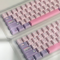 Popup Theme Keycap Set 141Key PBT Custom Cute Pink Purple Girl Keyboard Cap Cherry Profile Gaming KeyCap for Mechanical Keyboard