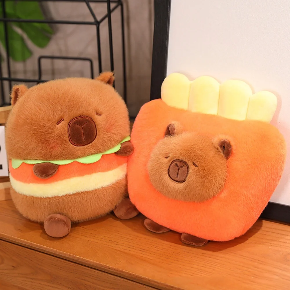 20~36CM Capybara Pillow Cute Simulation Bread Hamburger Kapibala Plush Doll Cartoon Animals French Fries Stuffed Plush Toy