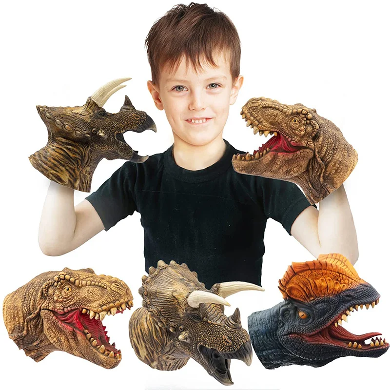 

Dinosaur Hand Puppets Realistic Latex Realistic Ealistic Triceratops Animal Head Toys Gift for Kids Party Show Imaginative Play