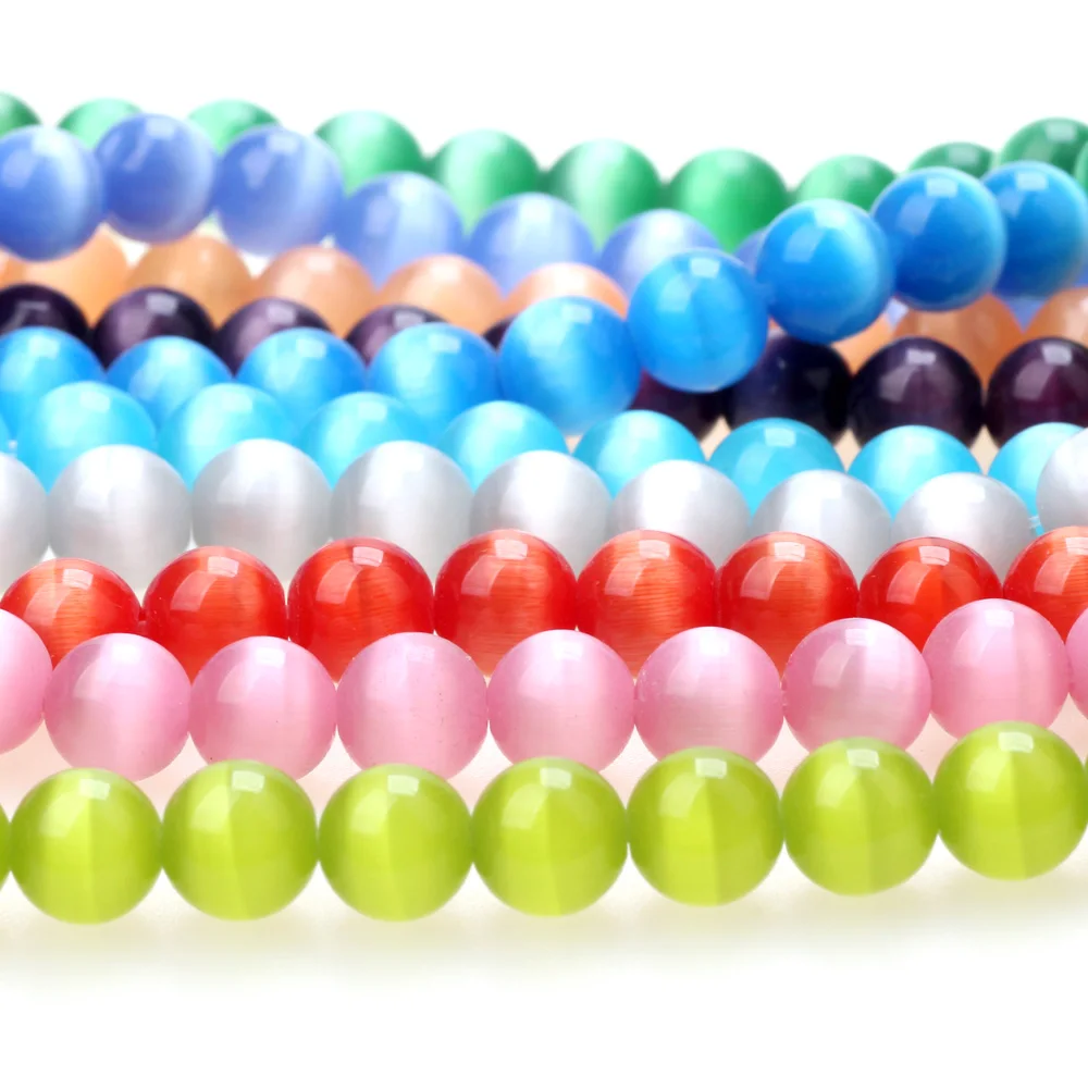 

8MM 1Strand Mixed Multicolor Opal Natural Cat Eye Glass Beads Jewelry Making DIY Bracelet Necklace Discovered