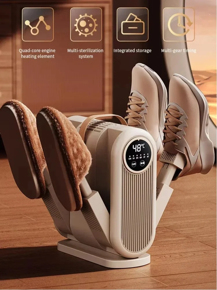 Elektrischer Schuhtrockner mit Intelligenter Zeitschaltuhr, Haushalts-Schuhwärmer für 2 Paar Schuhe und Stiefel, Geruchsentfernung, Schnelltrocknung, UV-Sterilisation