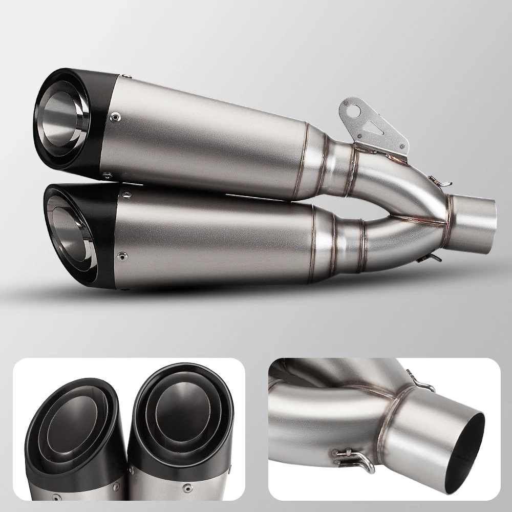 

TF/Universal 51MM motorcycle exhaust pipe silencer double hole exhaust pipe stainless steel high quality C26