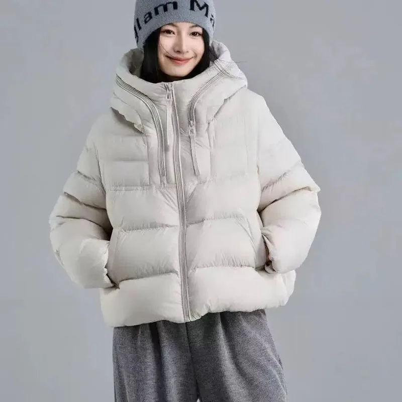 

Women New Fashion Hooded Thicken Warm Jacket Winter Parkas Casual Elegant Down Cotton Outerwear Female Short Overcoat Ladies Top