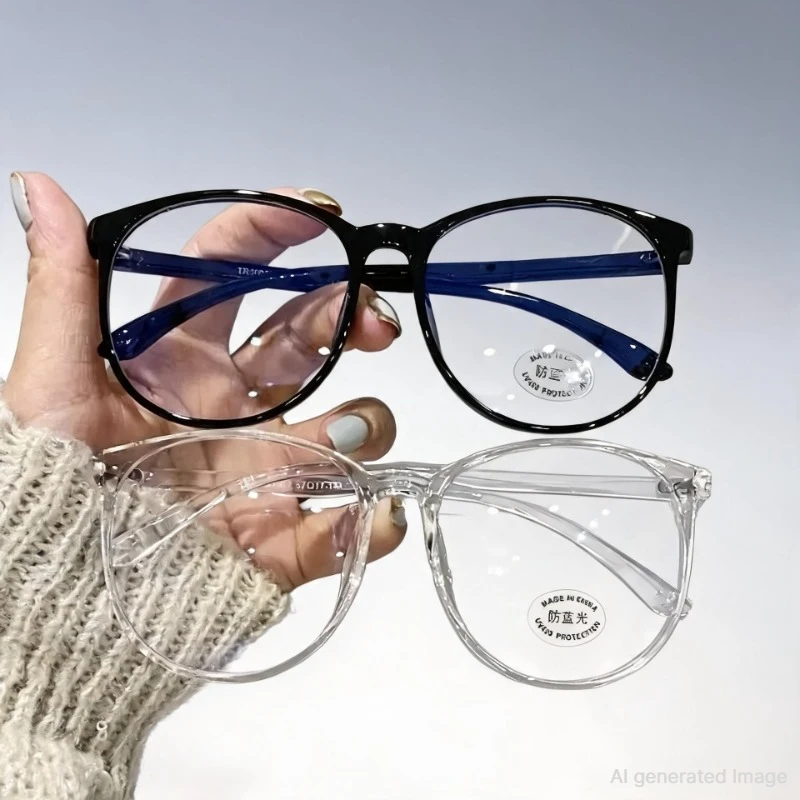 Occhiali da vista per donna con filtro luce blu, montatura rotonda alla moda, occhiali per miopia, occhiali da vista con lenti graduate, diottrie negative, modello 2028