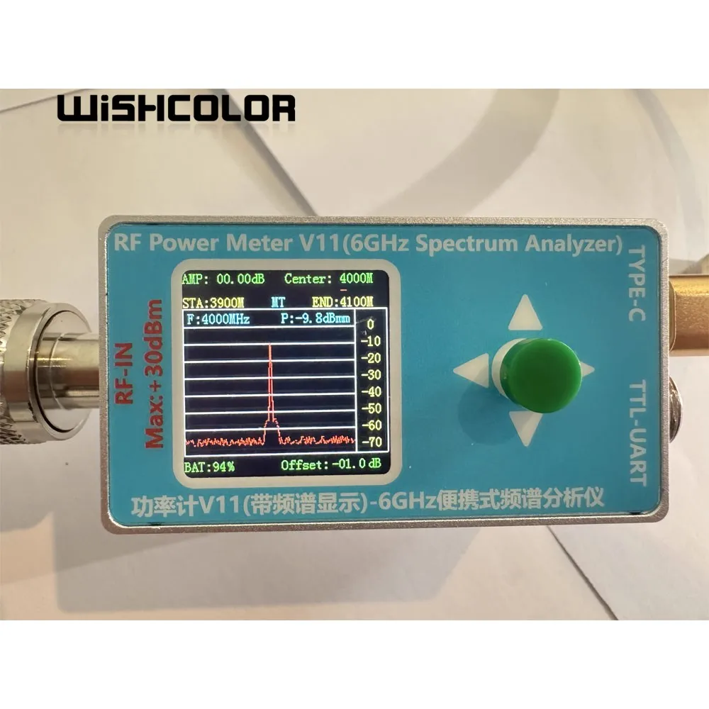 Wishcolor 2-in-1 N-type RF Power Meter V11 & 6GHz Spectrum Analyzer (Main Unit + Type-C Cable) for EMC Testing