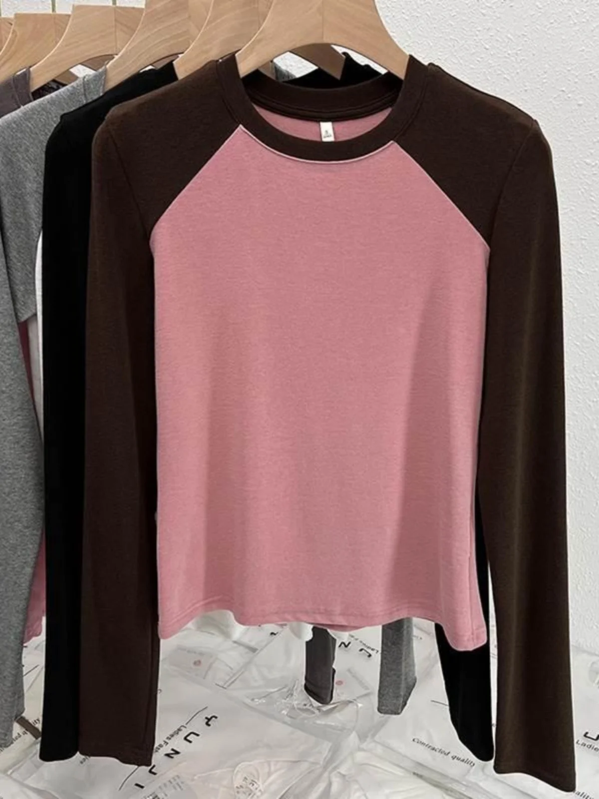 

Водяная американская футболка Long Sve, женская весенне-осенняя внутренняя одежда, цветной дизайн, универсальный модный топ