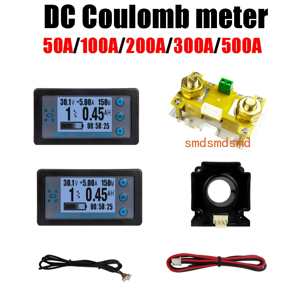 

Shunt Hall Coulomb Meter Battery Monitor Capacity POWER Display Charge DC 12V 24V 48V 60V Lead-acid Li-ion Lifepo4 Lithium BMS