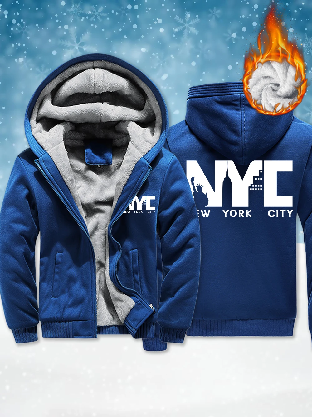 

Мужская верхняя одежда на молнии с буквенным принтом Нью-Йорка, зимние утепленные утепленные пальто, флисовые теплые ветрозащитные куртки, повседневные мужские топы