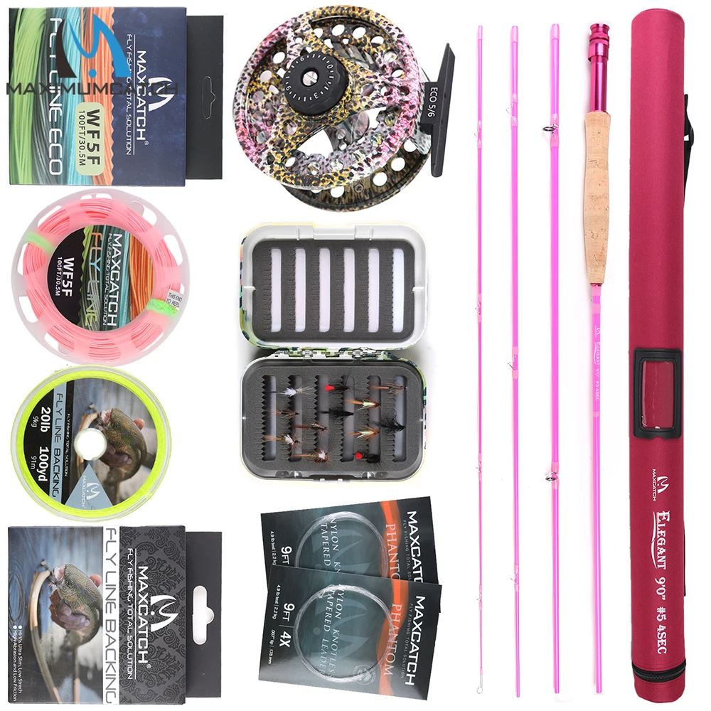 

Maximumcatch Elegant Fly Fishing Rod Combo - 6'6"/9' 2/5WT Rod+Reel+Line+Flies Lures Kit with Box