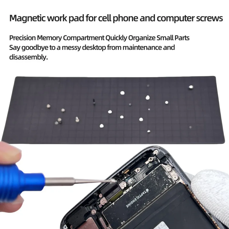 165x65mm Black Magnetic Screw Pad Storage Mat Work Pad Mobile Phone Repair Small Screws Storage Phone Repair Tool