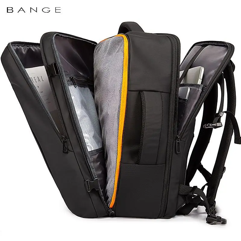 Bange 35L 45L Travel Backpack Men Business Aesthetic Backpack School Bag Large 17.3 Laptop Waterproof Fashion Backpack Male