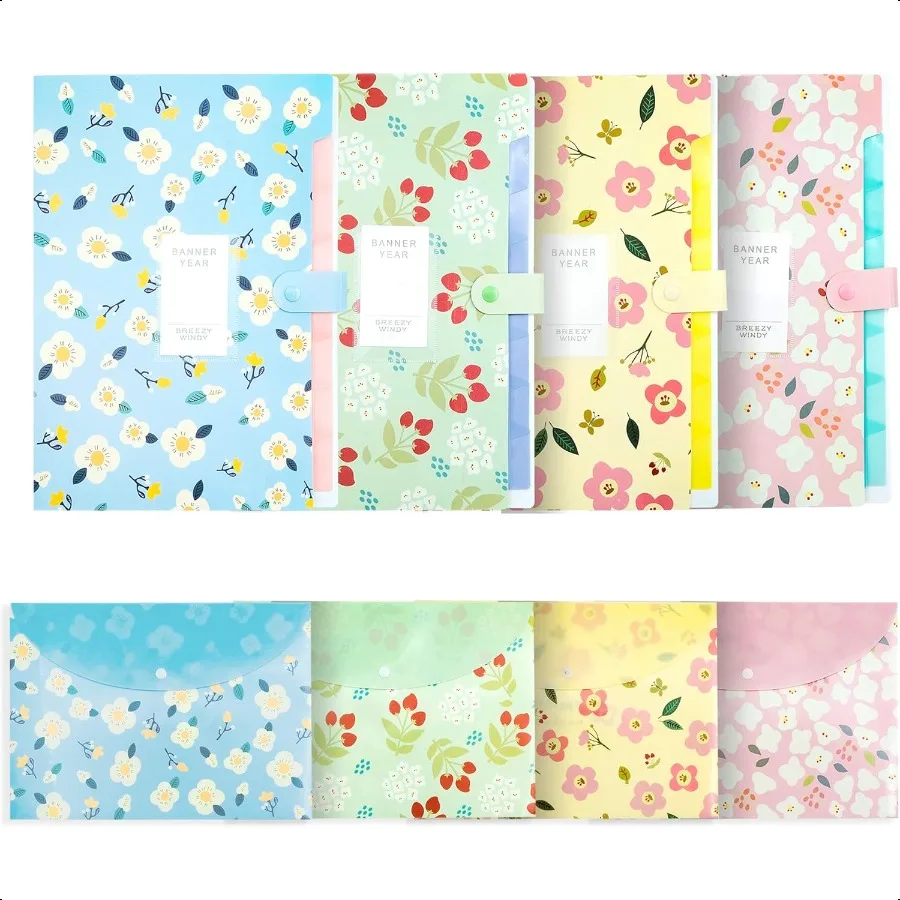 

Flowe Expanding File Folders 8 Pocket 4 Pack A4 Letter Size Poly Material 12.8 x 9.3 in