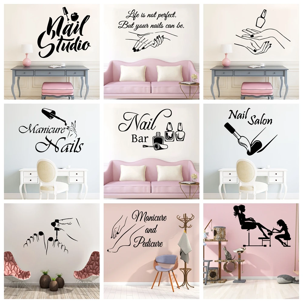 Creative Wall Decal Nail Salon Wall Art Stickers Vinyl Decals For Nail Salon Room Decor Sticker Vinyl Mural Wallpaper Poster