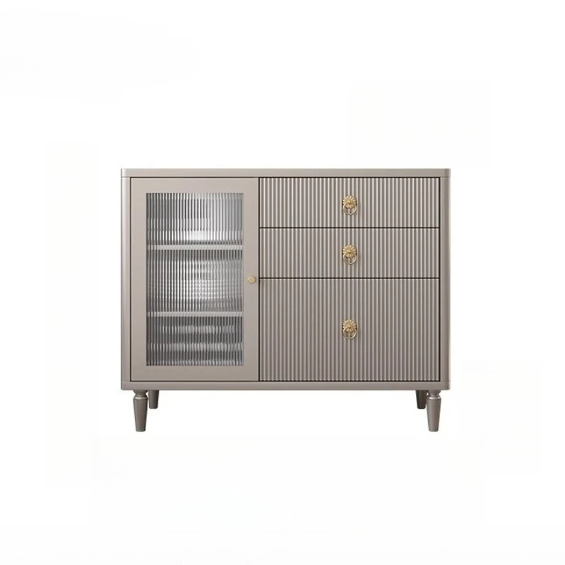 

Solid wood dining side cabinet light luxury storage American entrance high-end storage cabinet restaurant against the wall