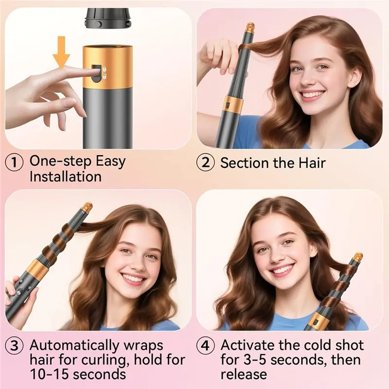 Volumizing Brush Large Round 0.78In- 1.4In Conical Long Barrels For Dyson HS01 HS05 HS08 Curling Iron Attachment Accessories