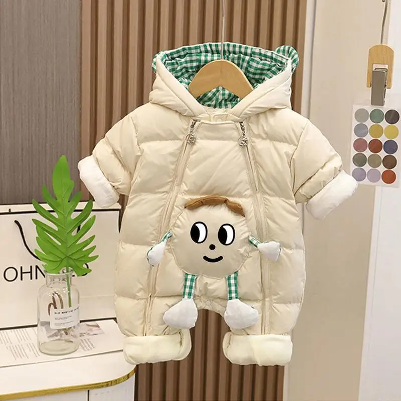 

Autumn Winter Boys Girls Newborn Bodysuit Set Kids Romper Fleece Lined Cotton Thicken Warm Loungewear Soft Onesie Babyclothes