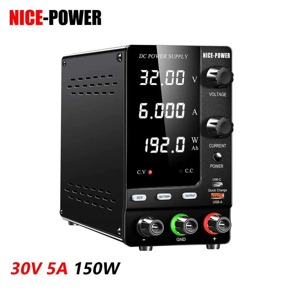 

Nice-Power SPPS-C305C 30 В 5 А Регулируемый источник питания постоянного тока Зарядное устройство для сотового телефона Быстрая зарядка и ремонт электронных устройств
