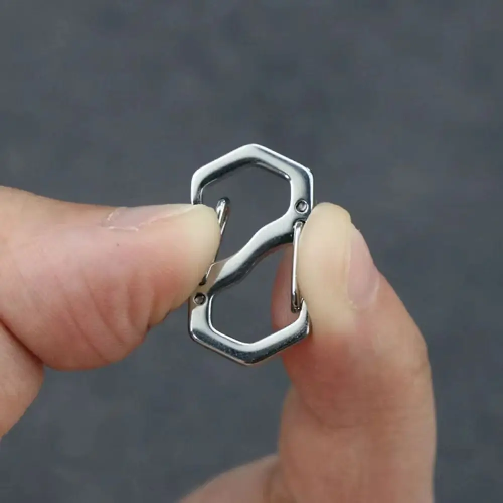 10PCS Backpack Buckle Stainless Steel S Type Carabiner With Lock Mini Outdoor Backpacks Luggage Hook Anti-Theft Key-Lock Tool image 4