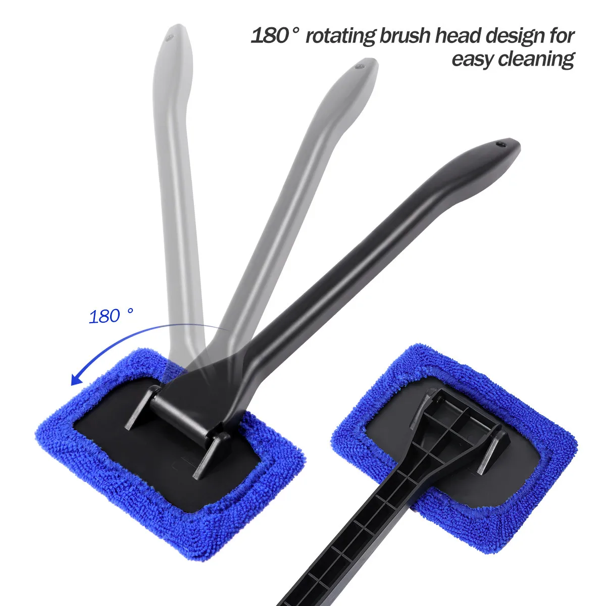 2Pcs Car Windshield Cleaner Brush Ergonomic Long Handle Strong Absorbent Washable Microfiber Glass Cleaning Tool for Auto Window
