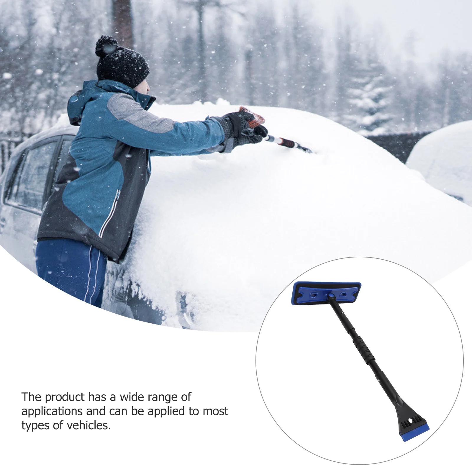 Souffleuse à neige, outils de nettoyage de voiture, brosse et grattoir à glace, multifonction, Rechargeable, tendon de boeuf bleu