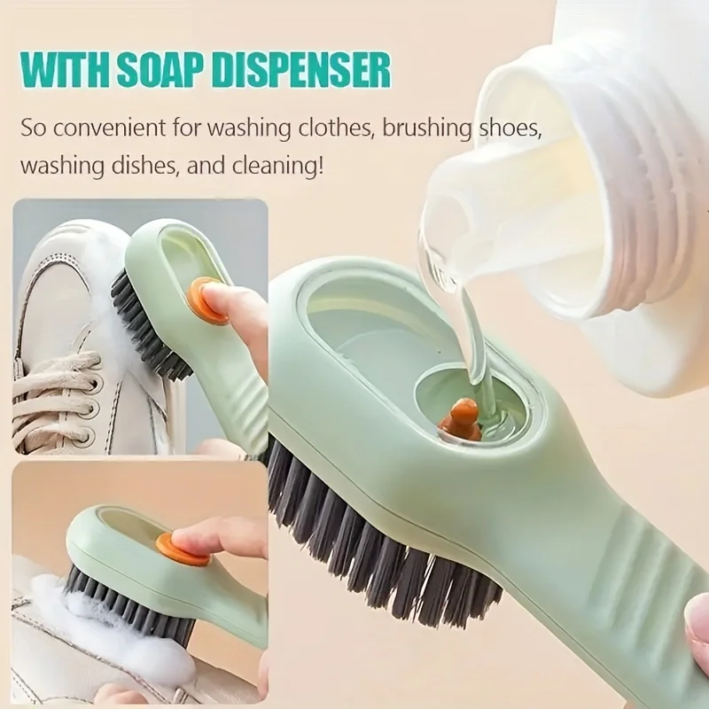 Multifunctional Laundry Brush Liquid Shoe Brush With Handle Flexible Washing Scrub Brush Soft Bristles Cleaning Tools Household