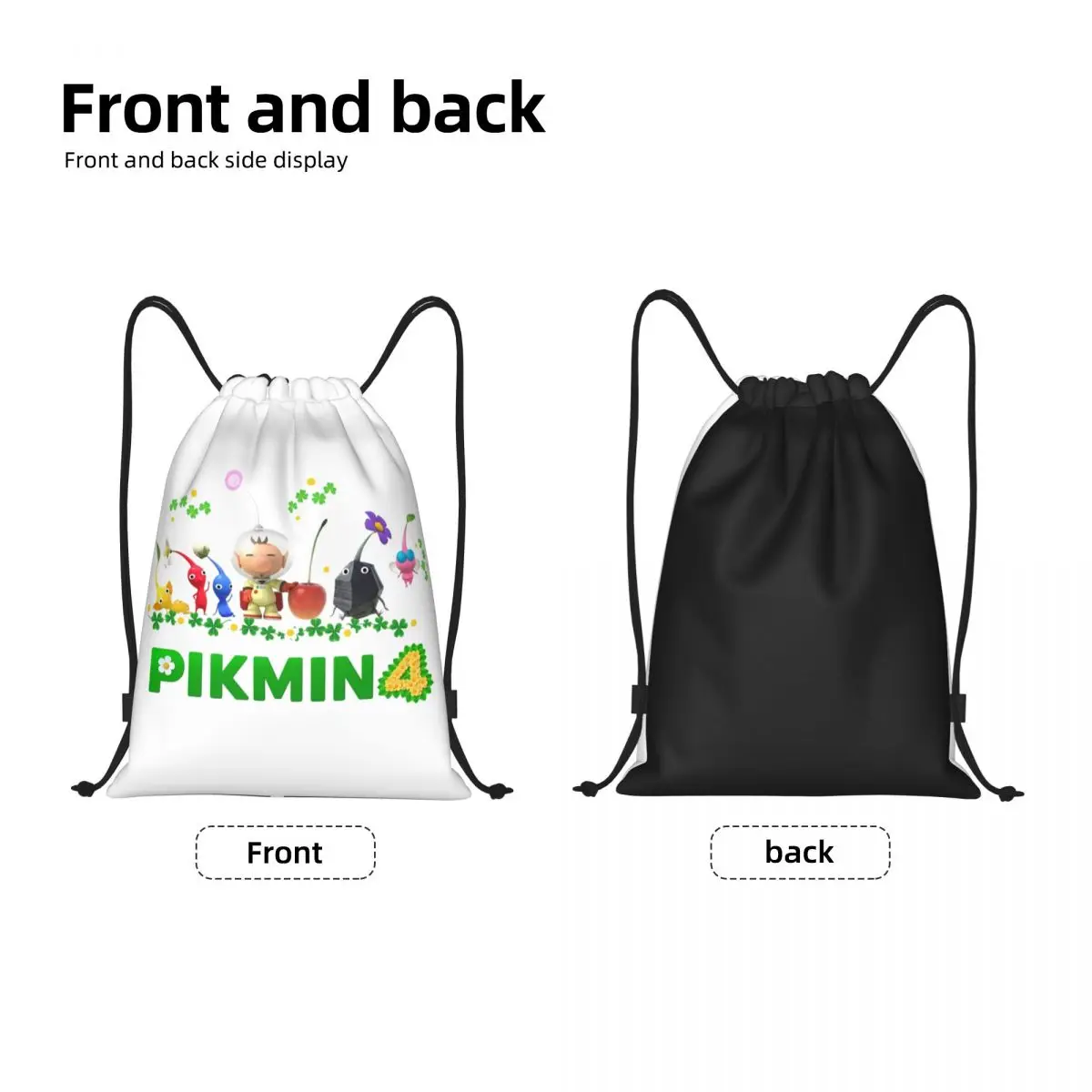 Custom Strategy Video Games Pikmin Drawstring Bags Men Women Lightweight Cartoon Animation Sports Gym Storage Backpack