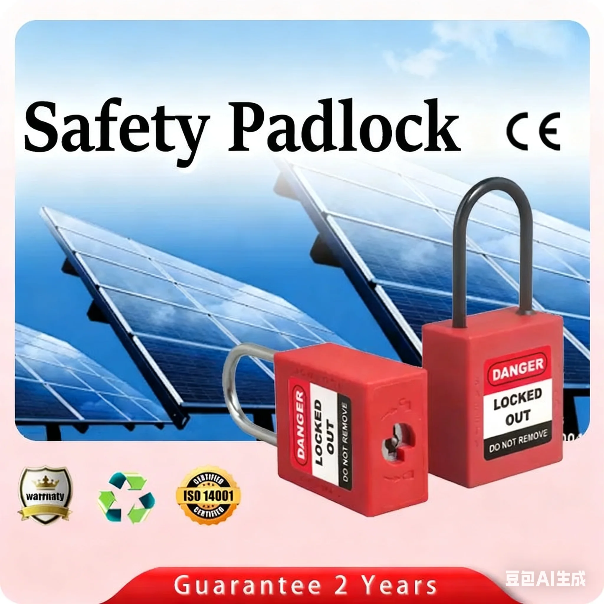 Safety padlock service lock steel nylon Insulating lock with key for Industrial electrical products