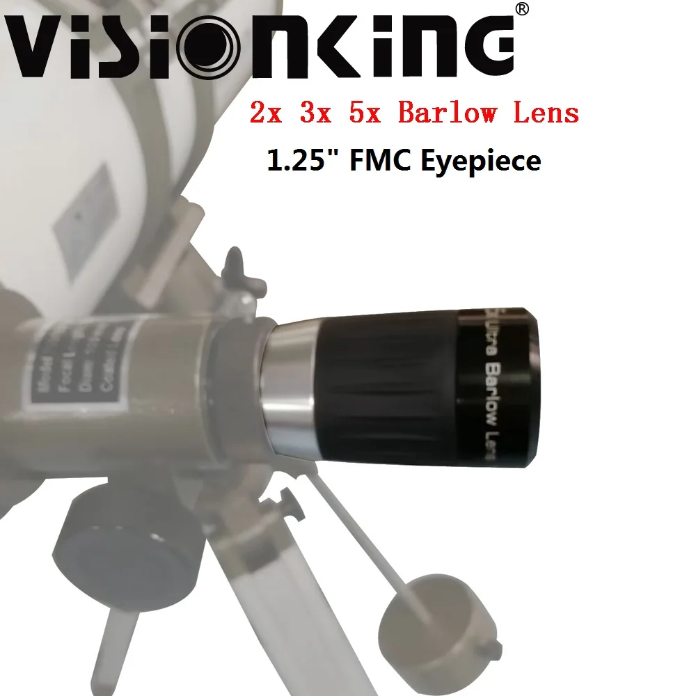 

VISIONKING 2x 3x 5x 1.25'' FMC Barlow Lens For Astronomical Telescope Eyepiece Metal Body Spotting Scope Internal Brass Ring