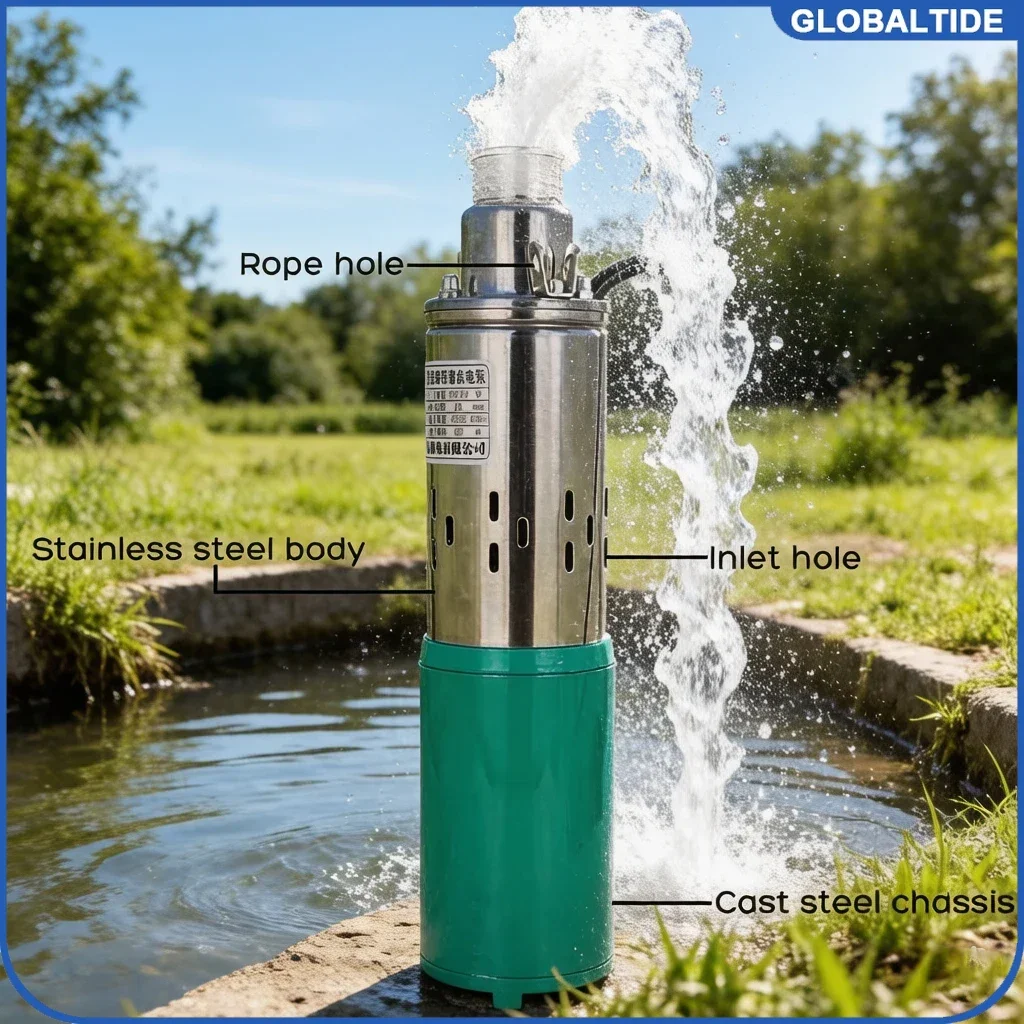 Stainless Steel Submersible Deep Well Pump High Lift Screw Water Pump for Domestic Water Intake Farmland Irrigation